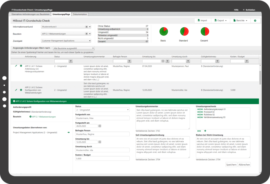 Grundschutz-Tool und Risikoanalyse Screenshot