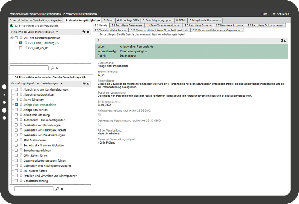 HiScout Datenschutz Screen