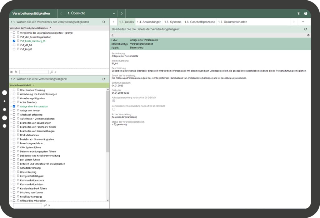 HiScout Datenschutz Screenshot